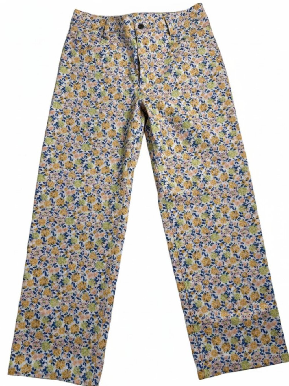 No.6 Store Floral Twill Straight Leg Pants Cream Yellow Size 6